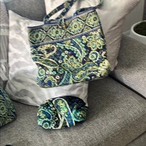 Vera Bradley Blue and Green Paisley Tote